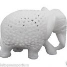 2.5" White Marble Elephant Handcarving Art Handicraft Home Decorative Arts Gifts
