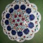 15" Lapis Lazuli Turquoise Marble Plate Inlaid Floral Semi Design Home Decor New