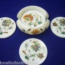 Marble Coaster Set Handmade Paua Shell Flower Inlay Peitra Dura Home Decor Gifts Marble Coaster Set Handmade Paua Shell Flower Inlay Peitra Dura Home Decor Gifts