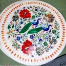 15" Marble Plate Handmade Hakik Floral Design Pietra Dura Peacock Gifts Arts 15" Marble Plate Handmade Hakik Floral Design Pietra Dura Peacock Gifts Arts