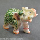 3" Marble Elephant Green Hand Painted Handmade Home Decorative Gifts Arts
