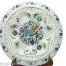 12" White Marble Plate Pietra Dura Bird Filigree Handmade Home Decor Art Gifts 12" White Marble Plate Pietra Dura Bird Filigree Handmade Home Decor Art Gifts