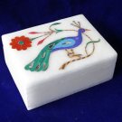Marble Jewelry Trinket Box Lapis Lazuli Peacock Handmade Home Decor Gifts