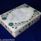 6"x4"x1.5" Rectangular Marble jewelry Box Malachite Semi Precious Inlay Handmade