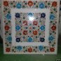 24"x24" Marble Coffee Dining Table Top Pietra Dura Square Floral Design Decor