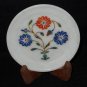 5" Marble Plate Lapis Lazuli Inlaid Decorative Pietra Dura Hakik Handmade Gifts