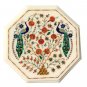 12" White Italian Marble Top Coffee Table Peacock Arts Side Pietra Dura Inlaid