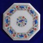 12" Marble Table Top Paua Shell Pietra Dura Bird Design Floral Home Decor Gifts