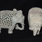 4" Marble Elephant Undercut Inside Baby Elephant Tiny Hole Work Rare Home Decor