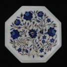 10" Marble Coffee Table Top Pietra Dura Lapis Lazuli Floral Inlaid Semi Precious