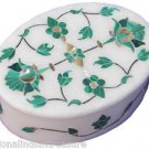4"x3"x1.5" Oval Marble Jewelry Box Trinket Handmade Malachite Arts Home Decor