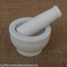 White Marble Mortar And Pestle Crushing Food Herbs Spices Pills Home Decor Art