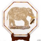 20" Marble Coffee corner Table Top Handicraft Semi Precious Elephant Inlay Decor