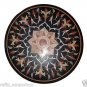 3'x3' Black Marble Table Top Handmade Pietra Dura Dining Table Top Inlaid Decor