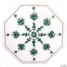 1' Marble Side Table Top Coffee Malachite Pietra Dura Art Handmade Home Decor