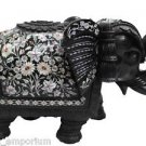 12" Marble Elephant Handmade Paua Shell Pietra Dura Mosaic Gifts Home Decor Arts