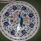 12" Marble Rare Plate Decor Peacock Lapis Lazuli Floral Design Rare Handmade Art 12" Marble Rare Plate Decor Peacock Lapis Lazuli Floral Design Rare Handmade Art