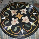 24" Black Marble Beautiful Coffee Table top Inlaid Mosaic Marquetry Decor New