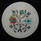 6" White Marble Decorative Plate Hakik Floral Turquoise Handmade Inlaid Gifts 6" White Marble Decorative Plate Hakik Floral Turquoise Handmade Inlaid Gifts
