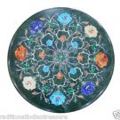 18" Green Marble Dining Table Top Inlaid Lapis Turquoise Hakik Marquetry Inlaid 18" Green Marble Dining Table Top Inlaid Lapis Turquoise Hakik Marquetry Inlaid