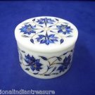 3"x3"x2" White Marble Jewelry Box Trinket Handmade Pietra Dura Lapis Lazuli Gift