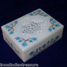 4"x3"x1.25" Marble Jewelry Box Turquoise Handmade Pietra Dura Home Decor Gifts
