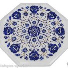 Size 12"x12" Marble Side Coffee Table Top Lapis Gem Inlay Pietradure Patio Decor