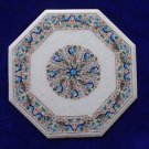 24" Marble Coffee Table Top Foyer Garden Furniture Peacock Pietra Dura Decor Art
