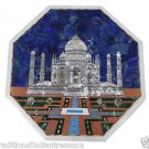 18" White Marble Coffee Table Top Taj Mahal Pietra Dura Lapis Lazuli New Art