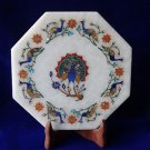 8" Marble Plate Dancing Peacock Lapis Paua Shell Pietra Dura Home Decor Gifts 8" Marble Plate Dancing Peacock Lapis Paua Shell Pietra Dura Home Decor Gifts