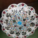 18" Marble Plate Inlaid Handmade Paua Shell Malachite Semi Design Home Decor New