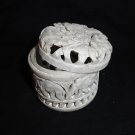 3"x3" Marble Jewelry Box Trinket Filigree Elephant Hand Carved Home Decor Art