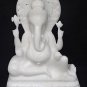 16" White Lord Ganesha Marble Statue Sculpture Handmade Ganesh Deities Worship