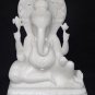 16" White Lord Ganesha Marble Statue Sculpture Handmade Ganesh Deities Worship