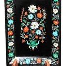 8"x 6" Black Marble Belgium Box Hakik Floral Design Inlay Collectible Pietradure 8"x 6" Black Marble Belgium Box Hakik Floral Design Inlay Collectible Pietradure