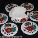 Marble Coaster Set Malachite Paua Shell Pietra Dura Mosaic Home Decor