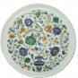 15" White Marble Plate Lapis Lazuli Paua Shell Marquetry Mosaic Handmade Decor