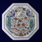 12" White Marble Inlaid Two Peacock Pietra Dura Rare Table Top Home Decor