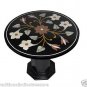 23.5" Black Round Marble Top Side Table Handmade Mosaic Home Decor With Stand