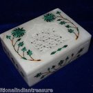 4"x3"x1.25" Marble Jewelry Box Handmade Malachite Pietra Dura Inlaid Decor gifts