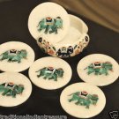 Marble Coaster Set 6 PCS Inlay Work Malachite Marquetry Elephant Collectible Art