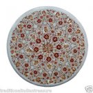 16" White Marble Coffee Cardelian Table Top Marquetry Mosaic Home Decor Arts