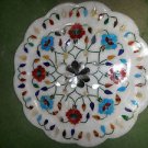 12" Decorative Marble Plate Pietra Dura Lapis Lazuli Turquoise Home Decor Gifts