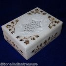 4"x3"x1.25" White Marble Jewelry Box Handmade Paua Shell Pietra Dura Inlay Decor