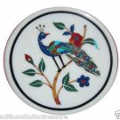24" Marble Coffee Table Top Peacock Pietra Dura Handmade Home Decorative Gifts