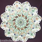 18" White Marble Plate Elephant Handmade Real Stones Inlaid Peacock Fine Work 18" White Marble Plate Elephant Handmade Real Stones Inlaid Peacock Fine Work
