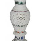 White Marble Flower Vase Real Gemtone Mosaic Floral Inlay Pietradure Decor Gifts White Marble Flower Vase Real Gemtone Mosaic Floral Inlay Pietradure Decor Gifts