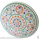 Size 4'x4' White Marble Inlaid Dining Table Tops Marquetry Ancient Home Deco H957