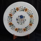 12" Marble Marquetry Lapis Plate Hakik handmade Pietra Dura Floral Decor Gifts