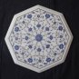 12" Coffee Table Top White Marble  Lapis Lazuli  Dining Pietra Dura Handmade New